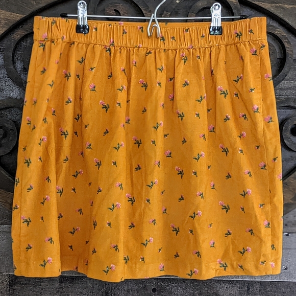 Corduroy Floral Mini Skirt Honeycore Garden Hipster Grunge Cottagecore - Picture 4 of 14